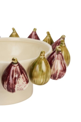Bol mare din ceramică stoneware cu smochine sculptate și glazură reactivă, D34×H14 cm, „Fig Bowl" - Img 3