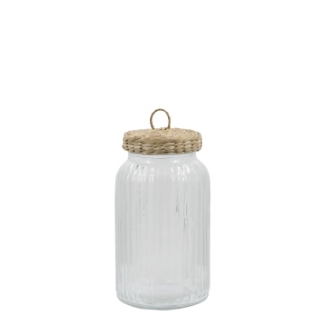 Borcan cu capac din papura, H20/D11cm - 1200 ml