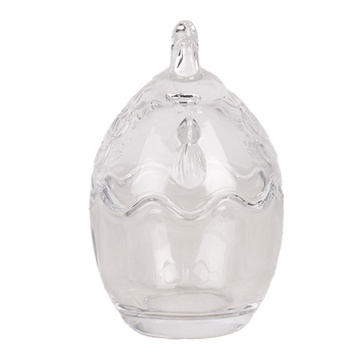 Borcan din sticlă, transparent, cu capac găină, Ø 6x9 cm - Img 3