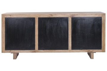 Bufet cu ratan împletit, stil etnic, din lemn de mango, maro, cu 6 uși, 3 rafturi și mânere verticale din lemn, 83 x 183 x 43 cm, „Salon” - Img 4
