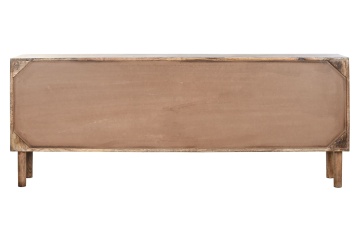 Bufet din lemn de mango, natur, cu 4 uși sculptate în raze și mânere din lemn, 71 x 180 x 34 cm, „Malestroit” - Img 2