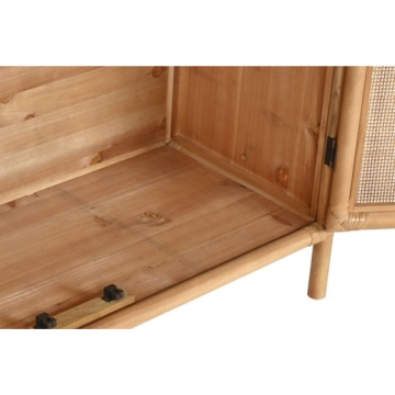 Bufet din ratan și lemn de molid, natur, cu 2 uși, 1 sertar și panouri din ratan împletit, 100 x 100 x 40 cm, „Cajon” - Img 5