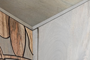 Bufet natur , din metal si lemn de mango , cu design "Grey flowers" - Img 8