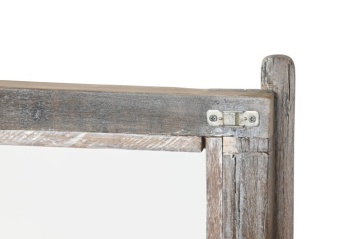 Bufet rustic din lemn reciclat, natur, cu 4 uși vitrate și mânere din metal negru, 90 x 170 x 40 cm, „Valmira” - Img 8