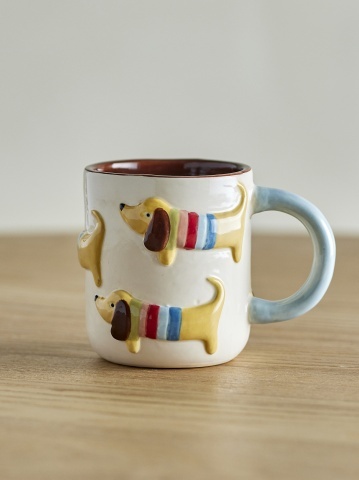 Cană din ceramică artizanală, natur, pictată manual cu ilustrații de căpșuni, 6x7 cm, 110 ml, „Millie" (Copy 1)