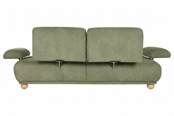 Canapea extensibilă 3 locuri din stofă verde, cu spătar și brațe rabatabile, aspect retro, 95 x 245 x 125 cm, „Hyères” - Img 4