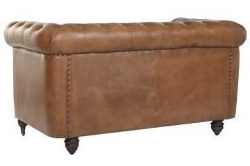 Canapea vintage 2 locuri din piele naturală, „Chesterfield" - Img 3