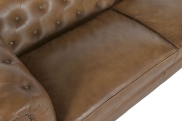Canapea vintage 3 locuri din piele naturală, „Chesterfield" - Img 6