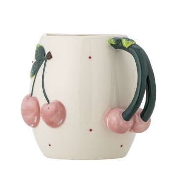 Carafă din ceramică cu cireșe sculptate, D15,5×H16 cm, roz, „Berrie" - Img 4