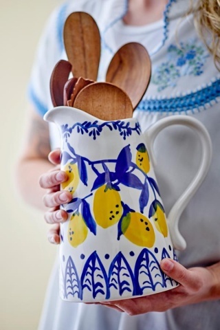 Carafă din ceramica pictata manual, design mediteraneean, Ø12cm, "Maxima" - Img 3