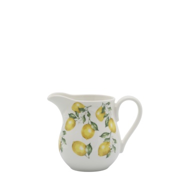 Carafă din porțelan alb cu motiv lămâi, 10x8 cm, „Maison Citron"