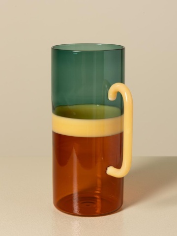 Carafă din sticlă borosilicată bicoloră, verde și portocaliu cu mâner galben, 20 × 9 cm, „Twiggy" - Img 6