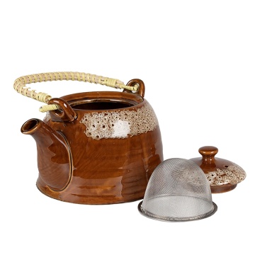 Ceainic cu infuzor, maro, din ceramica, capacitate 750 ml, Browny - Img 3