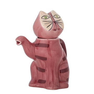 Ceainic din ceramică artizanală, multicolor, pictat manual în formă de pisică cu coadă curbată, 19x9x20,5 cm, 500 ml, „Missy" - Img 2