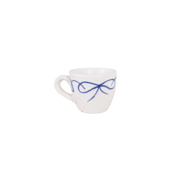 Ceașcă espresso decorativ vintage din ceramică, alb cu detalii albastre „Viola Bow”