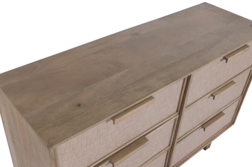Comodă din lemn de mango maro și ratan împletit, cu 6 sertare, finisaj natural, 85 x 132 x 43 cm, „Lambesc” - Img 4