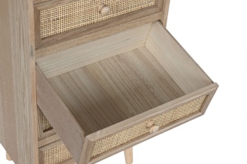 Comoda natur din lemn de paulownia si rattan, 40X30X104 cm - Img 4