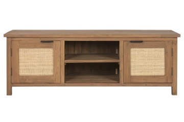 Comoda TV din lemn de tec si rattan natural " Rustic Wood " - Img 2