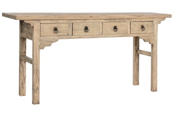 Consolă din lemn masiv cu 4 sertare, stil rustic vintage, „Étable” - Img 2