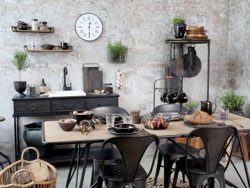 Consolă din metal cu 3 sertare, finisaj negru antichizat, stil industrial, „Factory” - Img 4