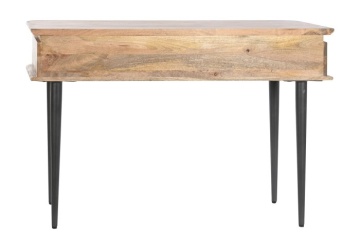 Consolă hol în stil eclectic, din lemn de mango, natur, cu sertar sculptat în vârfuri de diamant și picioare conice negre, 77 x 116 x 40 cm, „Tessera” - Img 4