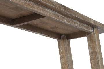 Consolă hol în stil etnic, din lemn de tec reciclat, natur, cu raft jos și picioare înclinate, finisaj patinat, 90 x 240 x 46 cm, „Granville” - Img 8