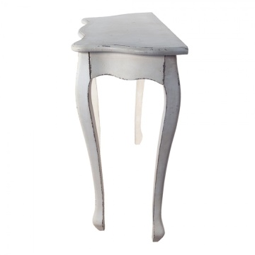 Consolă hol shabby chic din lemn masiv, alb, cu ghirlandă de trandafiri sculptați și picioare curbate, 80 x 101 x 39 cm, „Amarante” - Img 3