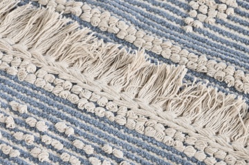 Covor din bumbac țesut manual, albastru și alb, 120 x 180 cm, 1600 gr, „Cotton Carpet Blue" - Img 4