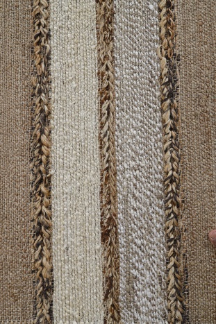 Covor din iută, lână și bumbac țesut manual, antiderapant, multicolor natural, 75 x 175 cm, 2200 GSM, „Jute Wool Carpet" - Img 5