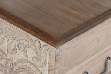 Cufar din lemn de acacia sculptat manual, 90X40X40 cm, "Epoque" - Img 4