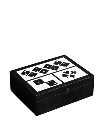 Cutie cu zaruri, carti de joc si domino, din rasina, Game box