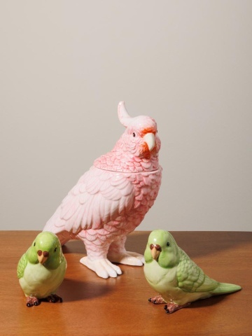 Cutie decorativa, din ceramica, roz, in forma de papagal, Parrot - Img 7
