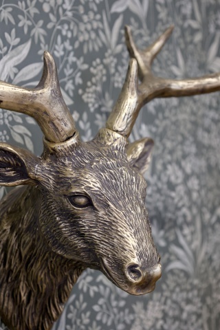 Decorațiune pentru perete din polirășină, finisaj alamă antichizată, „Deer” - Img 6
