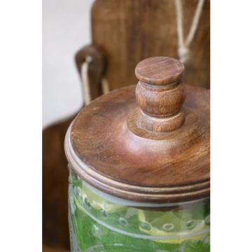 Dozator pentru băuturi din sticlă cu capac din lemn de mango, 5 L, H39,5 cm - Img 4