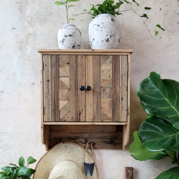 Dulap de perete, din lemn reciclat, cu 2 usi 3 agatatori, aspect rustic - Img 2