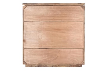 Dulap înalt din lemn masiv, maro, cu 5 uși, 5 rafturi și panou central din piatră gri, blat în trepte, 155 x 145 x 40 cm, „Ancenis” - Img 5