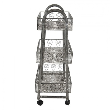 Etajera de exterior, din metal, cu roti, aspect vintage, Roulante - Img 3