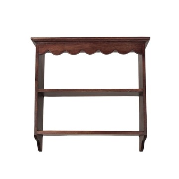Etajeră de perete din lemn de mango maro, cu forme decorative ondulate, 40 × 38 × 12 cm, „Sigurd"