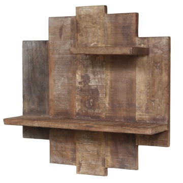 Etajeră de perete din lemn reciclat, design geometric, Grimaud