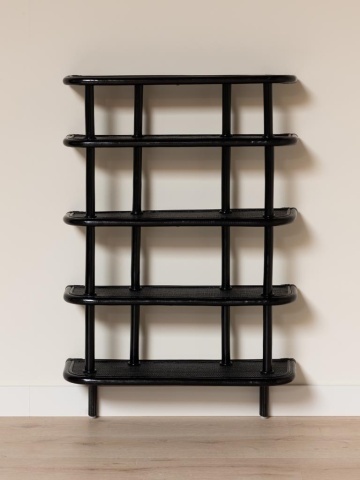 Etajera de perete din rattan, negru,"Pigmento" - Img 2