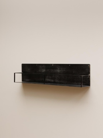 Etajeră de perete vintage din metal, negru, cu 1 raft și bordură din bandă metalică, 20 x 100 x 12 cm, „Ferrum” - Img 4