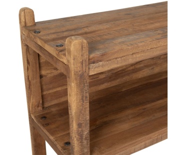 Etajeră din lemn de mango și acacia, natur, cu 3 rafturi, aspect rustic, 100 x 90 x 35 cm, „Campagne” - Img 4