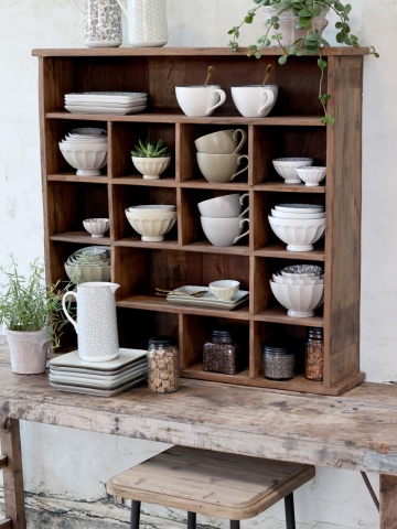 Etajeră din lemn reciclat, cu compartimente, stil rustic, Grimaud - Img 4