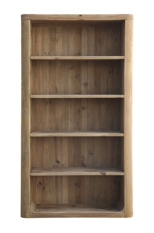 Etajeră din lemn reciclat, maro, aspect rustic, finisaj natural, 210 x 120 x 45 cm, „Viviers”