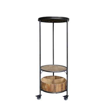 Etajera din lemn reciclat si metal cu polite si 3 compartimente