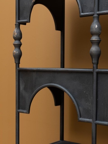 Etajeră din metal, cu 5 rafturi și arcade decorative, negru, finisaj vintage, 120×34.5×194 cm, „Alhambra" - Img 6