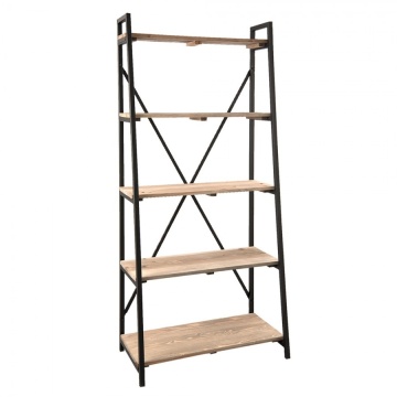 Etajeră tip scară din lemn și metal, natur și negru, cu 5 rafturi, 191 x 90 x 47 cm, „Etage” - Img 2