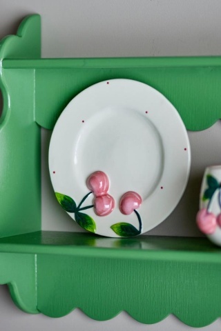 Farfurie din ceramică cu cireșe sculptate, D20,5×H3 cm, roz, „Berrie" - Img 2