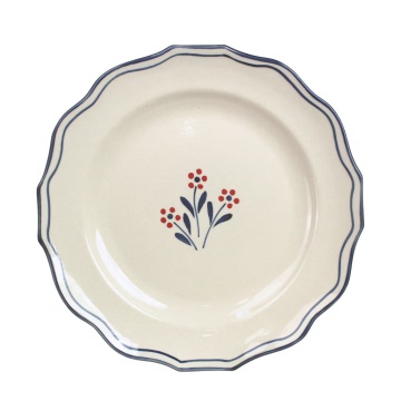 Farfurie din ceramică pictată manual, Ø 28,5 cm, albastru, „Esther Wildflower"