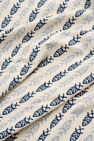 Față de masă din bumbac imprimat cu motive marine, 120×220 cm, „Fish Tablecloth" - Img 3